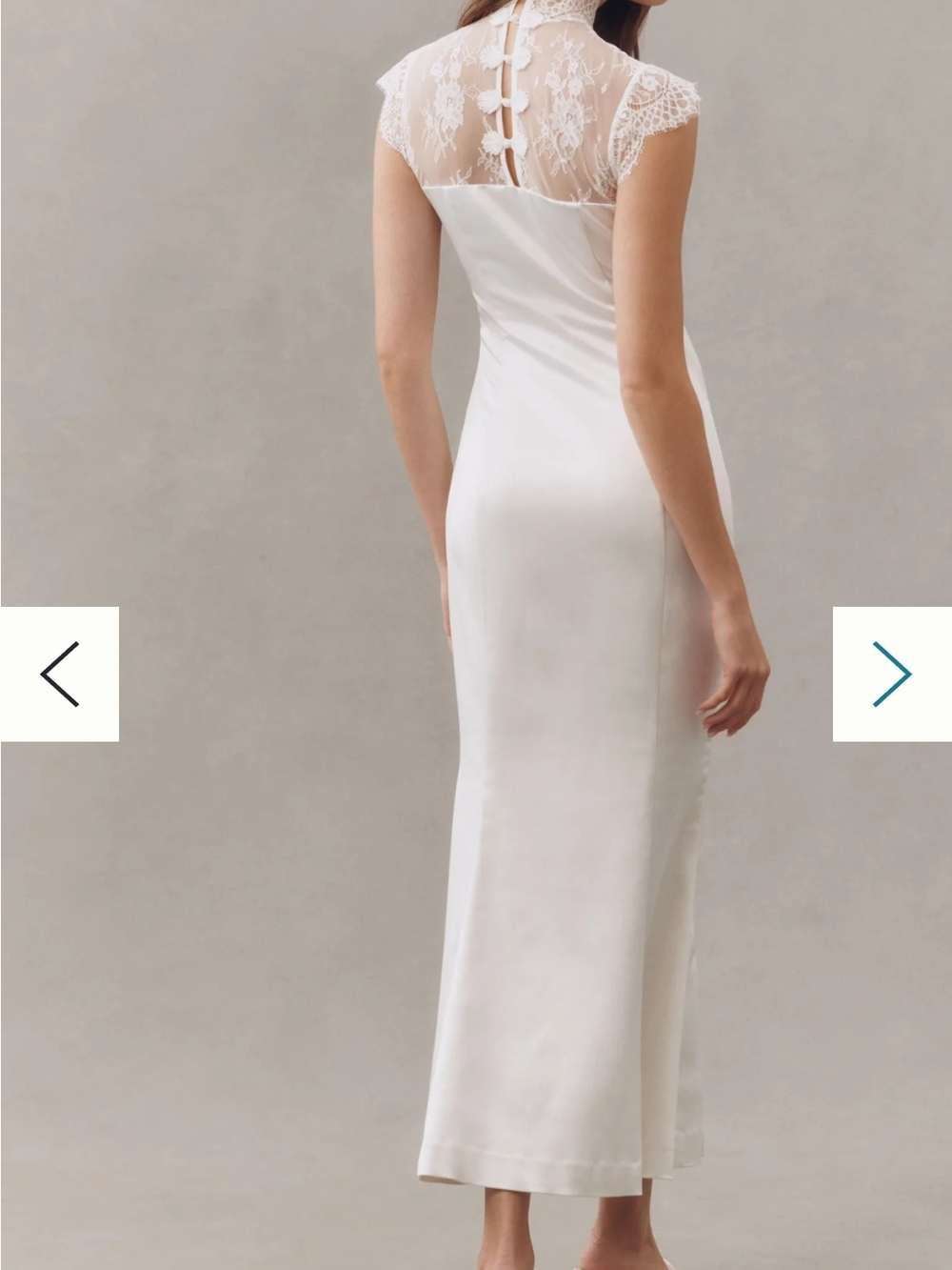 BHLDN Ivory Lace-Back Silk Maxi Dress